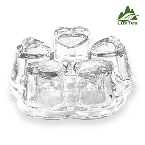 Luxtea Crystal Teapot Heating Base Glass Teapot Warmer In Heart Shape Heat Resistant for Heating Tea or Beverages