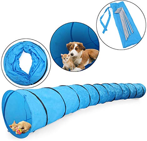 JAXPETY 16.4' Pet Dog Agility Obedience Training Tunnel Pet Channel Dog Outdoor Games Agility