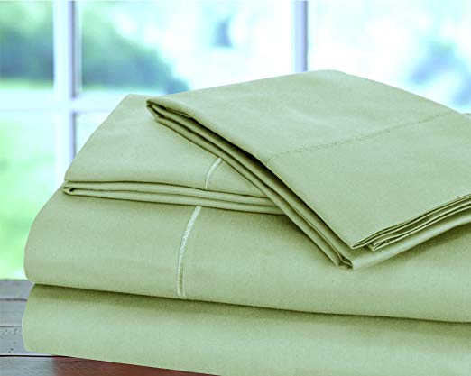 Hotel Collection! Luxury Sheets on Amazon in Bedding! - Blockbuster Sale: Todays Special - Luxury 1000 Thread Count 100% Egyptian Cotton Sheet Set, King - Light Green