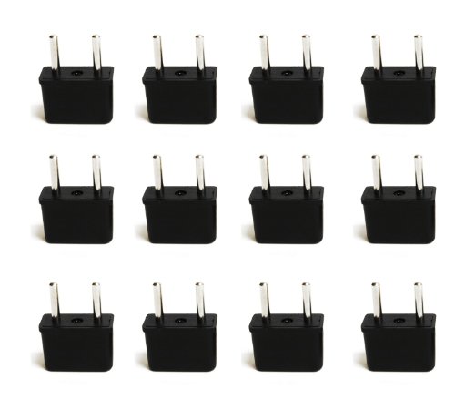 Ceptics USA to Europe Asia Plug Adapter High Quality - CE Certified - RoHS Compliant -12 Pack