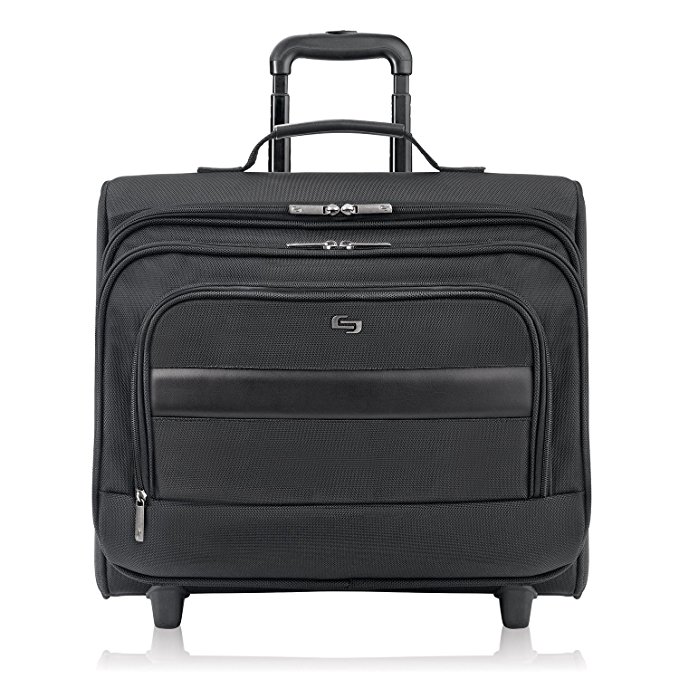 Classic Rolling Overnighter Case, 15.6", 16 1/2 x 6 1/2 x 13, Ballistic Poly, BK