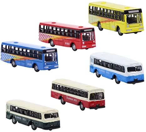 BS150 6pcs Diecast Model Buses Car 1:160 N Scale Streetscape Layout Railway Scenery DIY Train Layout Model Accessories