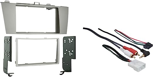 Metra 95-8212 Double DIN Installation Kit for 2004-2008 Toyota Solara Vehicles (Silver) & Metra 70-8114 Steering Wheel Control Wire Harness with RCA for 2003-Up Select Toyota/Scion/Lexus Vehicles