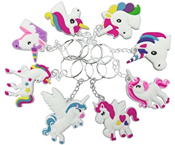 O'Hill 40 Pack Rainbow Unicorn Keychains Key Ring Decoration Birthday Party Favor Supplies