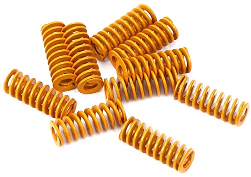 LEOWAY 8mm OD 20mm Long Light Load Compression Mould Die Spring Yellow for Heated Bed Ender 3 CR-10 CR-10Mini CR-10S Series 3D Printer (Pack of 10)