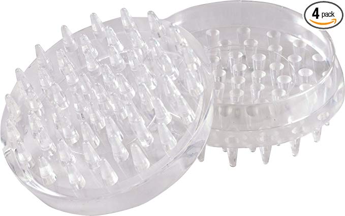Shepherd Hardware 9082 1-7/8-Inch Spiked Furniture Cup, Clear Plastic, 4-Pack