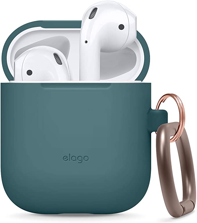 elago Silicone Case with Keychain Designed for Apple AirPods Case [Dark Turquoise]
