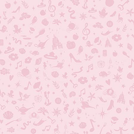 Roommates Disney Princess Icons Pink Peel and Stick Wallpaper with Glitter | Removable | Girls Room Decor