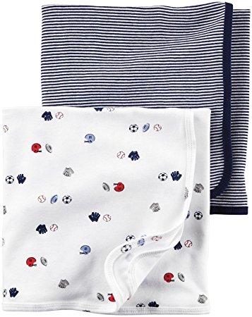 Carter's 2 Pack Navy Sports Swaddle Blankets - Baby Boys Newborn - 24 Months