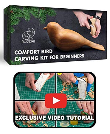 DIY Complete Starter Whittling Kit for Beginners Adults and Teens - Book Fun Whittling Wood Carving Project Carve Bird - Hobby Whittling Knife - Learning Craft Woodworking Kit for Teen Dummies