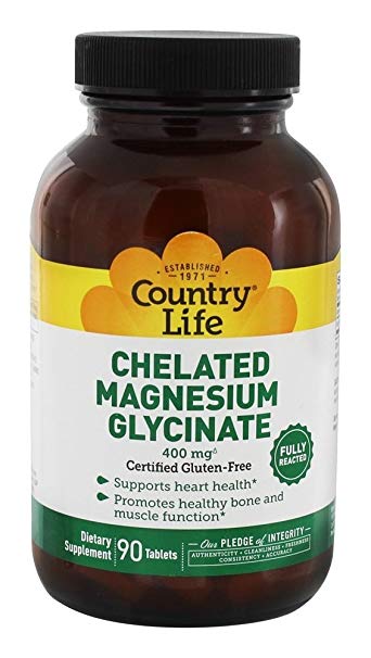 Country Life Chelated Magnesium Glycinate - 400 mg, 90 Tablets