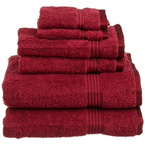 Superior Collection 100% Premium Long-Staple Combed Cotton 6-Piece Towel Set, Burgundy