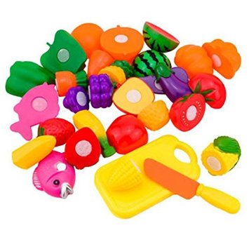 Schoolsupplies 16pcs/set Plastic Kitchen Food Fruit Vegetable Cutting Kids Pretend Play Educational Puzzle Learning Plastic Toy Satety