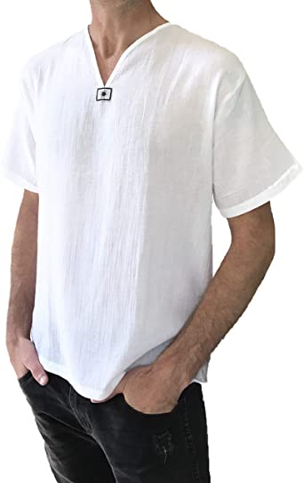 Love Quality Men's Short Sleeve Shirt 100% Cotton Hippie Yoga Shirt