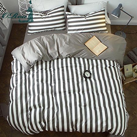 ORoa Striped Queen Duvet Cover Sets Multi Color 3 Piece Bedding Set for Teens with 2 Pillow Shams (Queen/Full, Style 2)