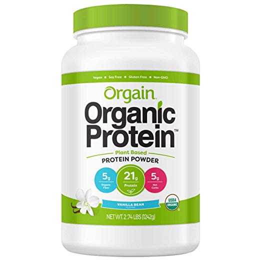 Orgain Organic Plant Based Protein Powder, Vanilla Bean, Vegan, Non-GMO, Gluten Free, 2.74 Pound, Packaging May Vary