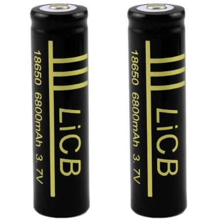 LiCB 18650 Batteries Rechargeable Lithium ion Battery 6800mAh 3.7v 2Pack Black(2 PCS)