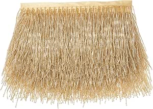 AWAYTR 1 Yard Beaded Fringe Trim - 3.5in Wide Glass Beaded Fringe for Dress Clothing and DIY Crafts (Glod)