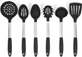 Bizanzzio Stainless Steel and Silicone Kitchen Utensil Set in Black - High Quality Cooking Tools