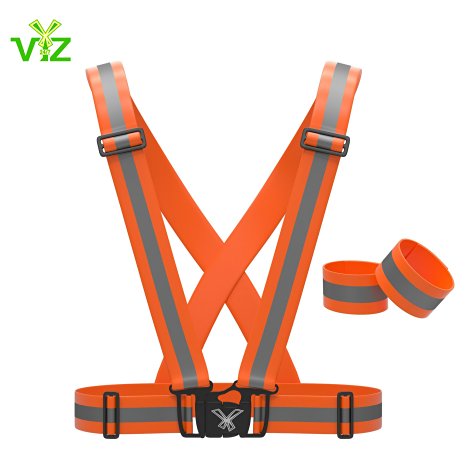Reflective Vest with Hi Vis Bands, Fully Adjustable & Multi-purpose: Running, Cycling, Motorcycle Safety, Dog Walking - High Visibility Neon Green, Orange & Pink By 247 Viz