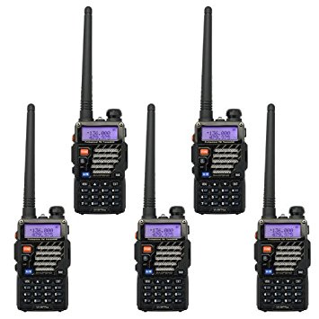 5 Pack BaoFeng UV-5R  Plus 136-174/400-480 MHz Dual-Band Two Way Radio Black   Baofeng Programming Cable (Support WIN7,64 Bit)