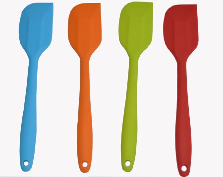 Bekith 11 inch Silicone Spatula Set of 4 - One Piece Design Hygienic Solid Silicone Design - Premium Silicone Utensils Set - Perfect Silicone Scraper - Essential Cooking Gadget and Bakeware Tool