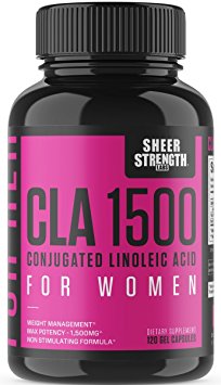 Extra Strength CLA for Women - 1500mg High Potency Natural Weight Loss Supplement - Conjugated Lineolic Acid from Safflower Oil - Non-GMO - Stimulant-Free - 120 Softgels - Sheer Strength Labs