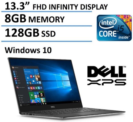 2016 Newest Dell XPS 13 High Performance Laptop with 13.3" FHD IPS Infinity Borderless Display, Intel Core i5-6200U Processor, 8GB RAM, 128GB SSD, 11 hours battery life, Backlit Keyboard, Windows 10