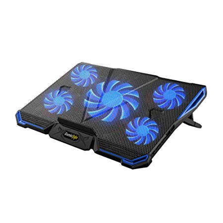 Cosmic Byte Asteroid Laptop Cooling Pad, Adjustable Height, 5 Fan Design, LED Light, USB Ports, Support Upto 17" Laptops (Blue)