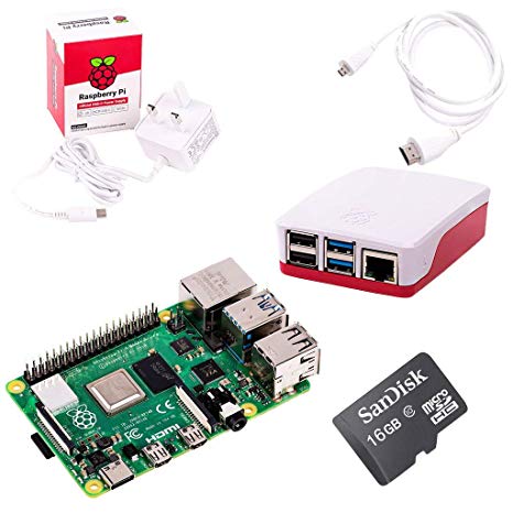 The Pi Hut Raspberry Pi 4 Starter Kit (4GB RAM, Red & White)