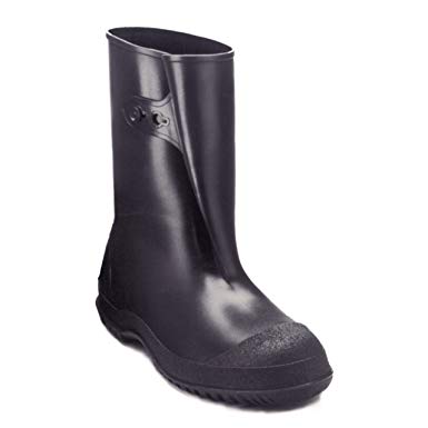 Tingley Rubber 35121 WorkBrutes PVC 10-Inch Overshoe with Button, Large, Black (Made from PVC)