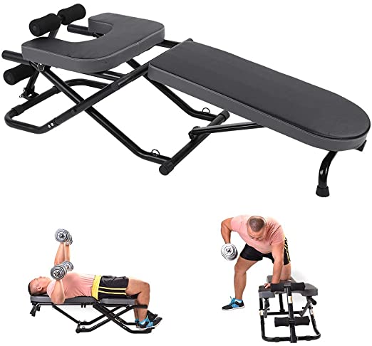 HURRISE Multi-Functional Yoga Inversion Bench, Heavy Duty Steel Construction Folding Inversion Table Yoga Bench Body Pain Relief Chair for Men Women Home & Gym Fitness