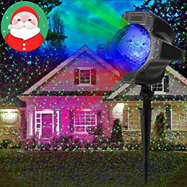 Chirstmas RGB LED Light  WillMall Waterproof Red Green Blue Star Moving Projector Spotlight Lighting Lamp Garden Lawn Patio Outdoor Landscape Indoor Home for Xmas Decoration