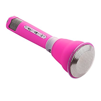 VERKB Universal Bluetooth Wireless Speaker, Portable Karaoke Player KTV, With Microphone Handheld Cellphone Mic, Compatible for Apple Iphone Android Smartphone Pc(Quite Pink)