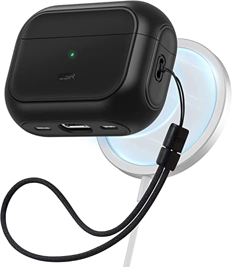 ESR Orbit Hybrid Case with HaloLock Compatible with AirPods Pro (2nd Generation), MagSafe Ready, Hybrid Drop Protection for AirPods Pro (2022), Black