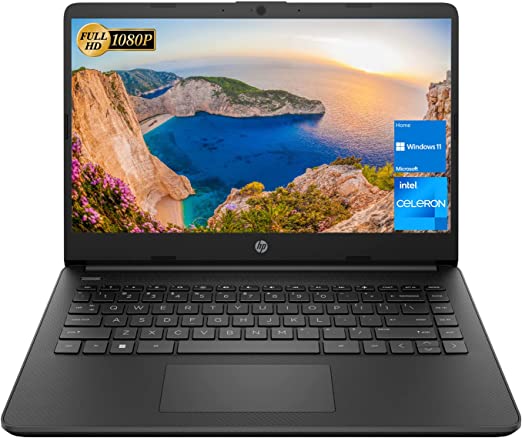 HP Laptop, 14” FHD Display, Intel Celeron N4500 Processor, 32GB RAM, 2TB PCIe SSD, HDMI, Bluetooth, Webcam, SD Media Card Reader, Windows 11 Home, Black