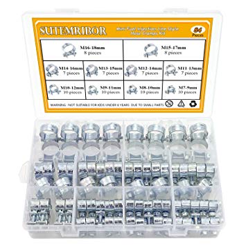 Sutemribor 10 Sizes Mini Fuel Injection Line Style Hose Clamps Assortment Kit (84 PCS)