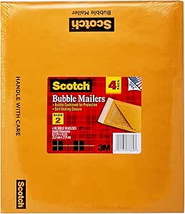 Scotch Bubble Mailer, 8.5 in x 11 in, Size #2, Kraft, 4/Pack (7914-4)