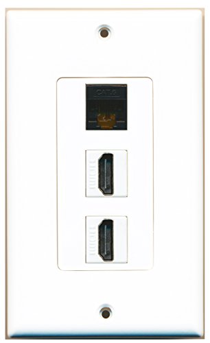 RiteAV - 1 Cat6 Black Ethernet Port and 2 HDMI Female Decorative Wall Plate