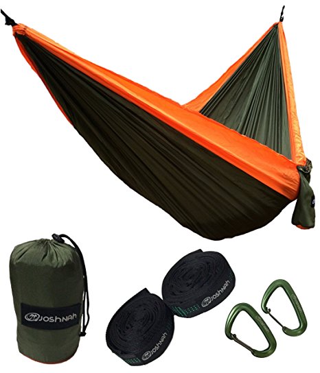 JoshNAh Parachute Hammock , Double Camping Hammocks with Tree Straps and Aluminum Carabiner , Heavy Duty & Lightweight