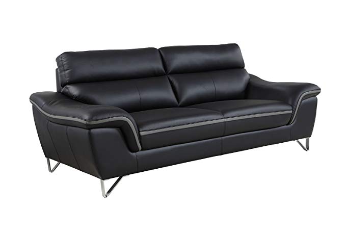 Blackjack Furniture Faux Leather, Black, Sofa