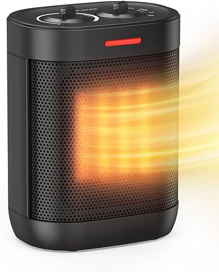 1000W Small Space Heaters for Indoor Use, PTC Ceramic Personal Heater with Overheating & Tip-Over Protection, Quiet Heating for Desktop Office Home