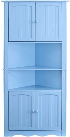 BrylaneHome Cottage Kitchen Corner Cabinet, Waterfall Blue