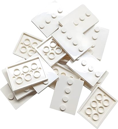 LEGO Parts: Tile, Modified 3 x 4 with 4 Studs in Center - Minifigure Display Base Collector Series (Pack of 16) (White)