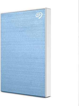 Seagate One Touch 2TB External HDD with Password Protection – Light Blue, for Windows and Mac, with 3 yr Data Recovery Services, and 4 Months Adobe CC Photography (STKY2000402)