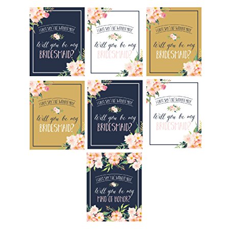 Will You Be My Bridesmaid Stickers or Wine Bottle Labels Bridal Party Maid of Honor Proposal Ideas, Ask Your Bridesmaids To Be In Wedding Gifts, Gold White & Navy I Can't Say I Do Without You