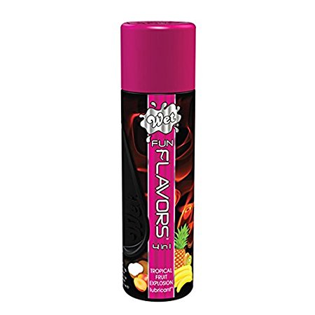 Wet Tropical Fruit Flavored Lube, Fun Flavors 4 In 1 Warming Water Based Lubricant, 4.1 Ounce