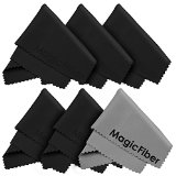 6 Pack The Amazing MagicFiber - Premium Microfiber Cleaning Cloths - For Screens Lenses Glasses iPad Galaxy Tab Sony Nexus Chromo Surface Tablet iPhone Samsung HTC LG Cell Phone Laptop LCD TV Screens and Any Other Delicate Surface 5 Black 1 Grey