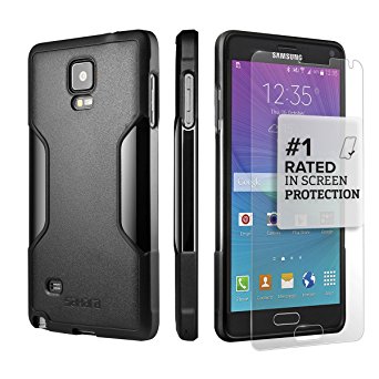 Galaxy Note 4 Case, BlackBonus Glass Rugged Protection, Thin and Lightweight, Includes Tempered Glass Screen Protector, Professional Camera Hood, Colors Including Scorpion Sahara Case