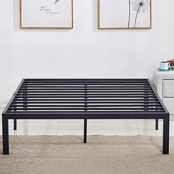 VECELO 14" Black Full Metal Platform Bed Frame,Heavy Duty Steel Slat/Easy Assembly Mattress Foundation/No Box Spring Needed